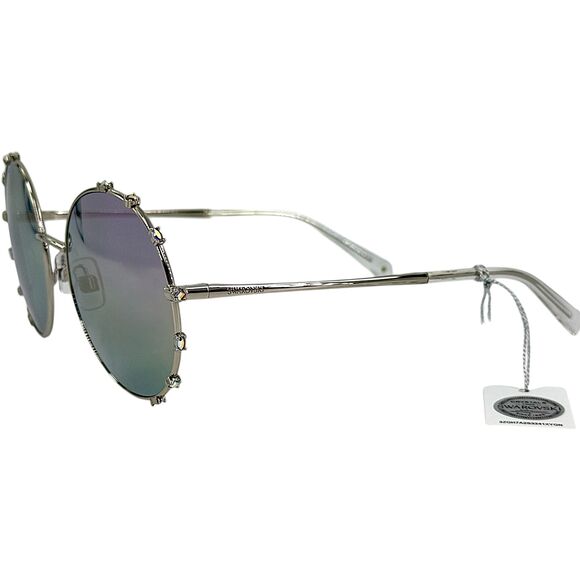 Swarovski SK0289 Womens Round Metal Sunglass 16Z Shiny Palladium 57-20 w Mirror - Picture 1 of 5